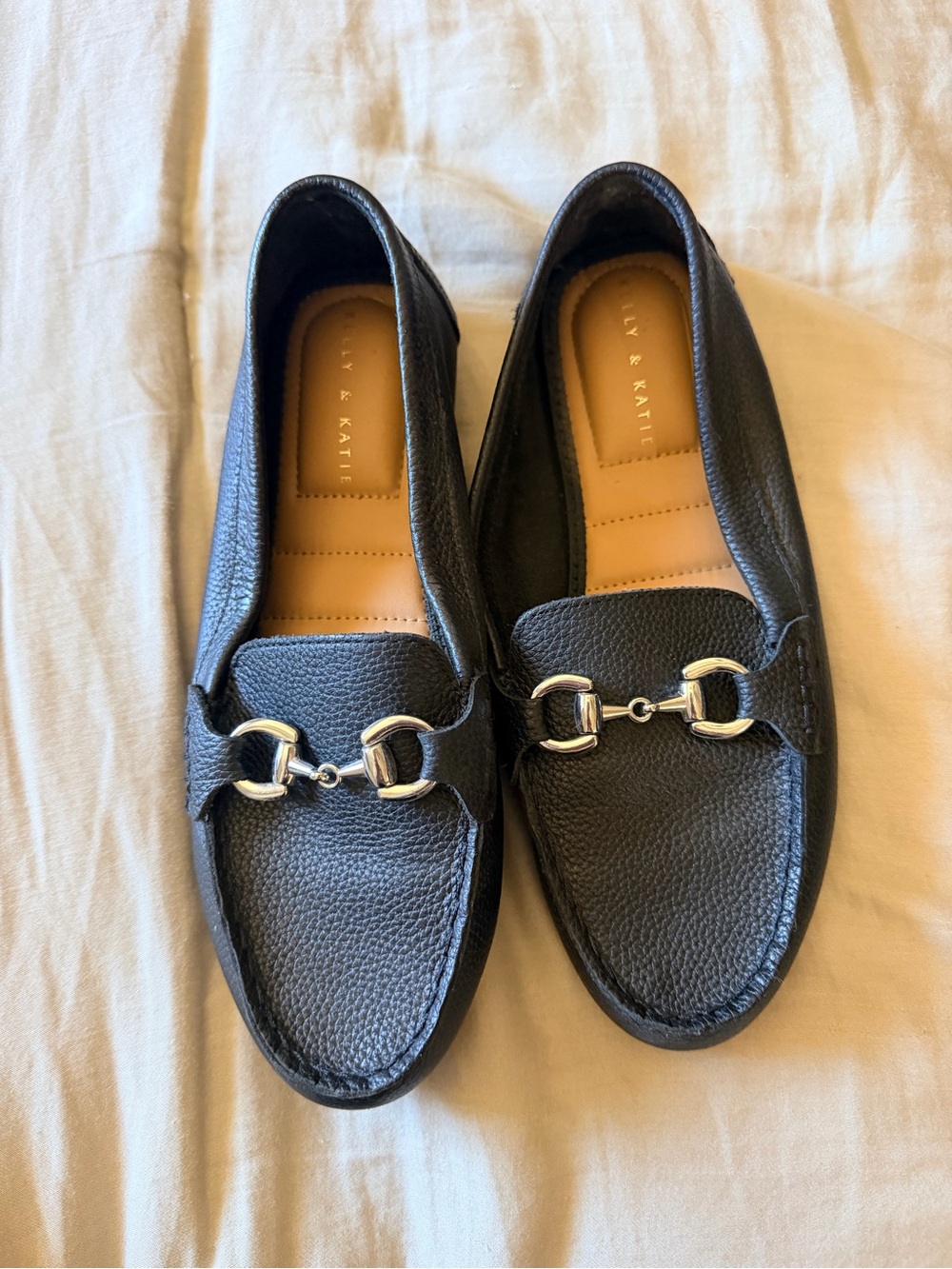 Kelly & Katie Black Pebbled Leather Bit Loafers